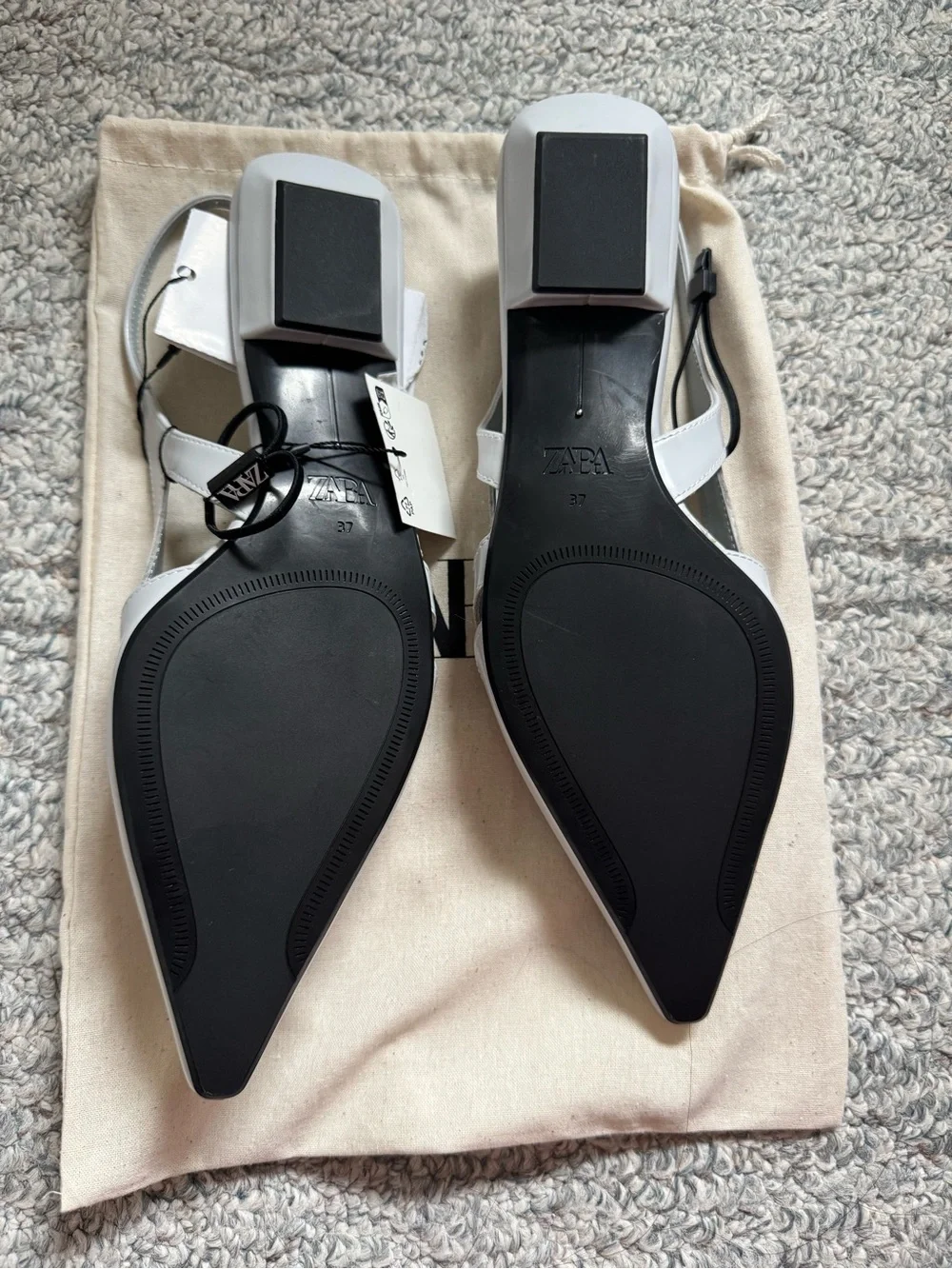 New with Tags Zara Women Pointed Slingback Heels Flats Pastel Light Blue Size 37 - Picture 4 of 9